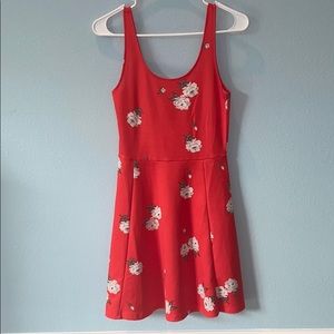 H & M sundress red with flowers sz 4
